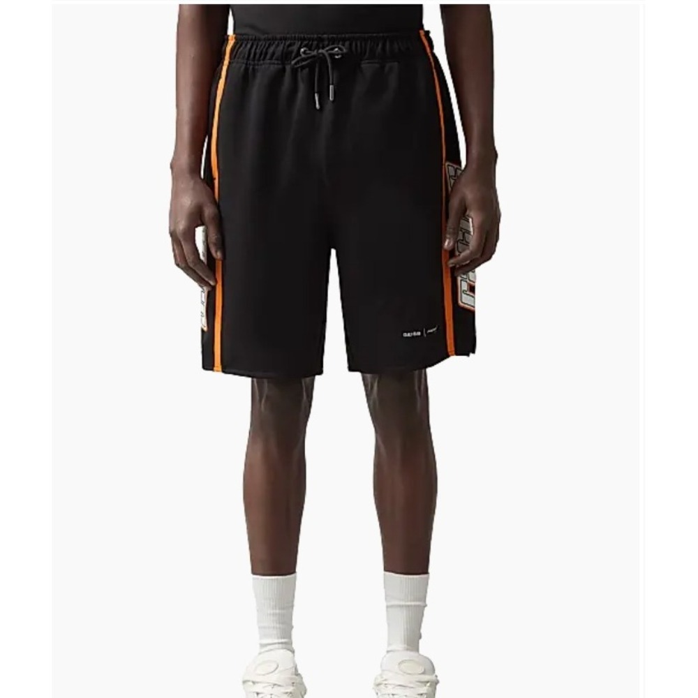 Reiss x McLaren F1 Team Ride Fleece Racing Shorts L Blk/Orange Graphic NWOT